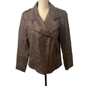 Catherine Malandrino Women’s Faux Leather Brown Jacket Sz Large